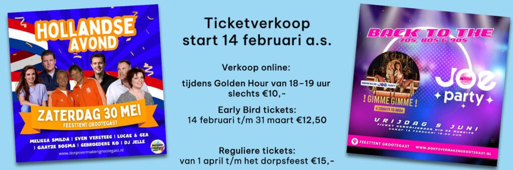 Kaartverkoop dorpsfeest Grootegast 2026