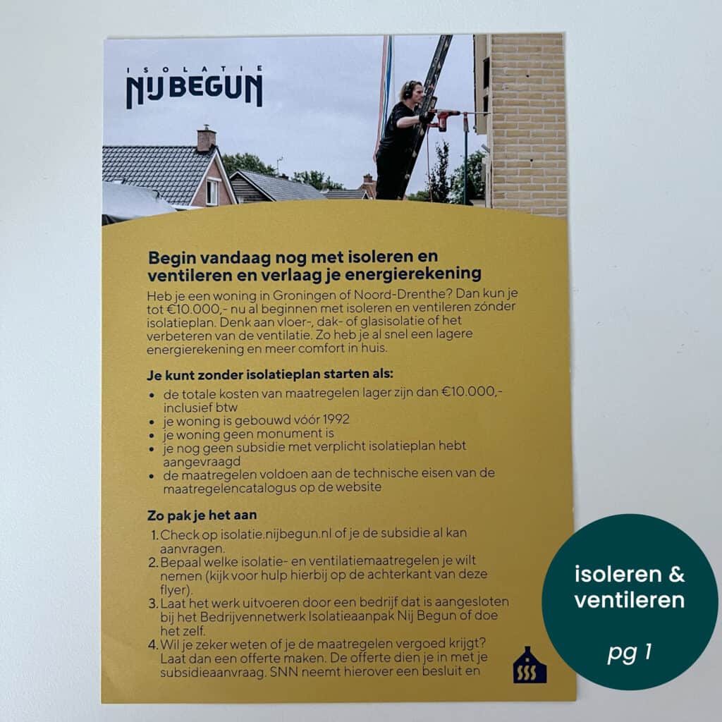 subsidie verduurzamen door Nij Begun voor inwoners Grootegast