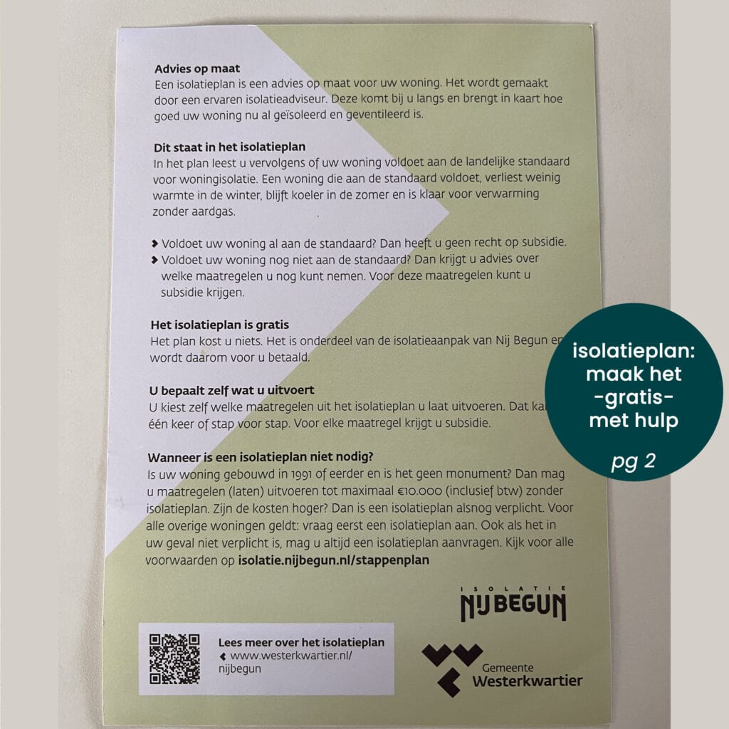 Maak een isolatieplan zonder kosten en weet hoe je kan verduurzamen